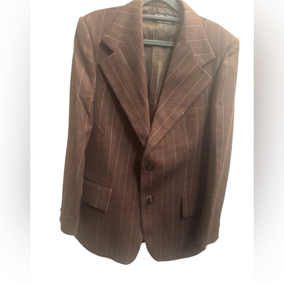 RARE 1970’s PARIS FRANCE PIERRE CARDIN BOUTIQUE Brown Pinstripe Men's Blazer VTG - Picture 3 of 17